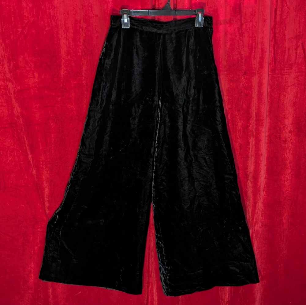 Vintage Saks Fifth Avenue black velvet ultra wide leg palazzo pants - size 12